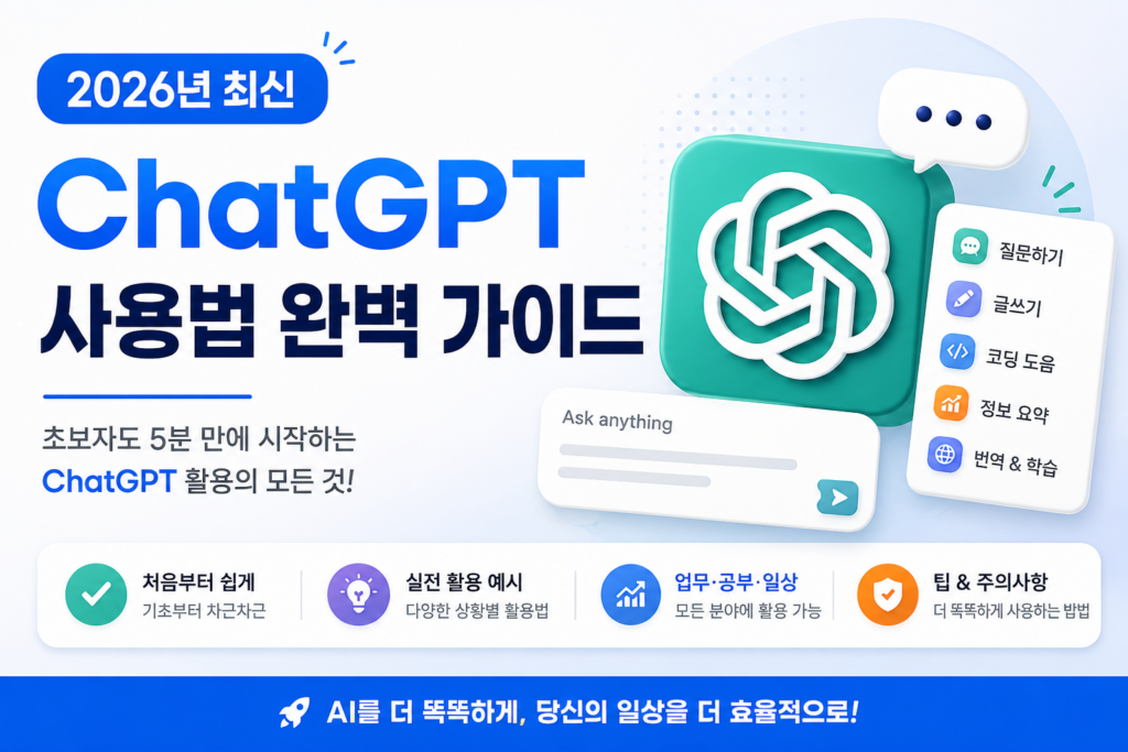 ChatGPT 사용법 완벽 가이드 2026년 최신