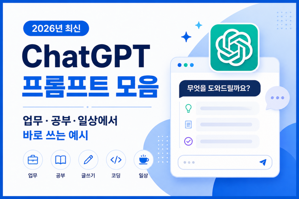 ChatGPT 프롬프트 모음 2026년 최신 업무 공부 일상 활용 가이드
