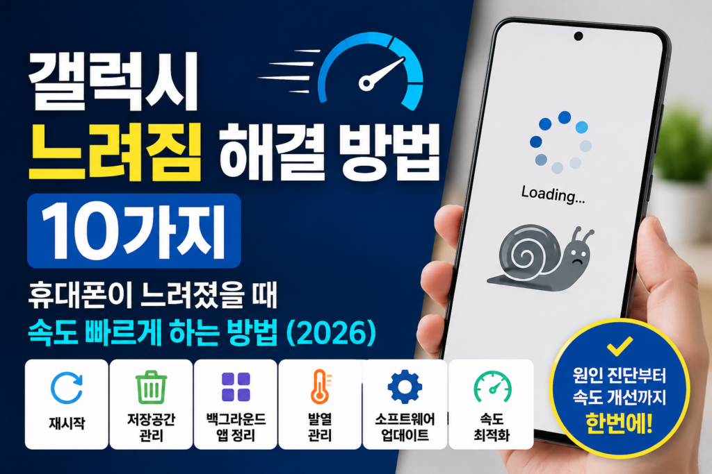 갤럭시 느려짐 해결 방법 10가지|휴대폰이 느려졌을 때 속도 빠르게 하는 방법 (2026) 갤럭시 느려짐 해결 방법 10가지와 휴대폰 속도 빠르게 하는 방법