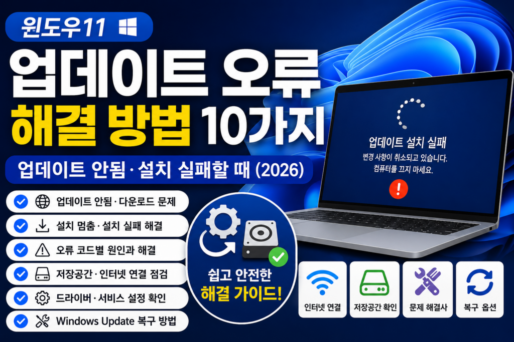 윈도우11 업데이트 오류 해결 방법 10가지와 업데이트 안됨·설치 실패할 때 확인 방법