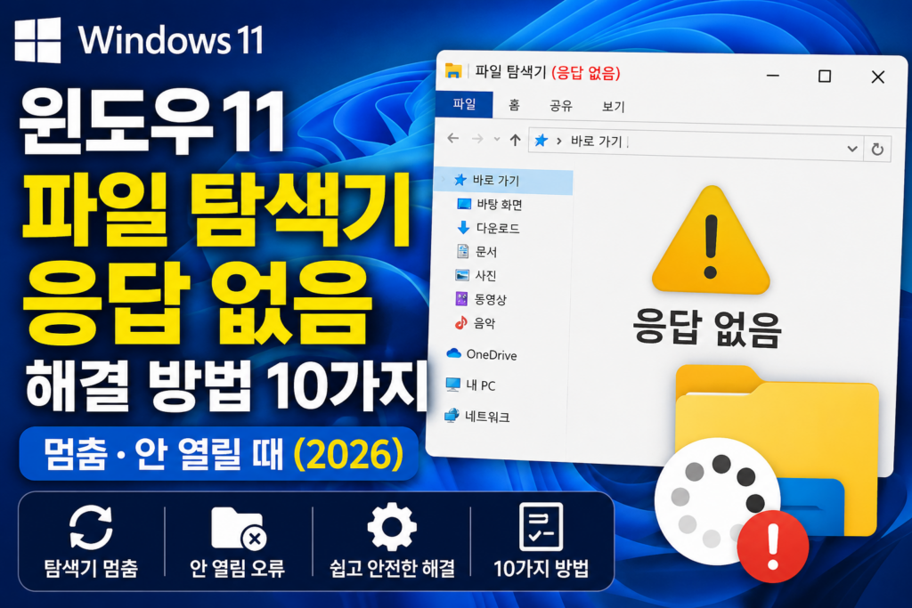 윈도우11 파일 탐색기 응답 없음 해결 방법 10가지와 탐색기 멈춤·안 열릴 때 해결 방법