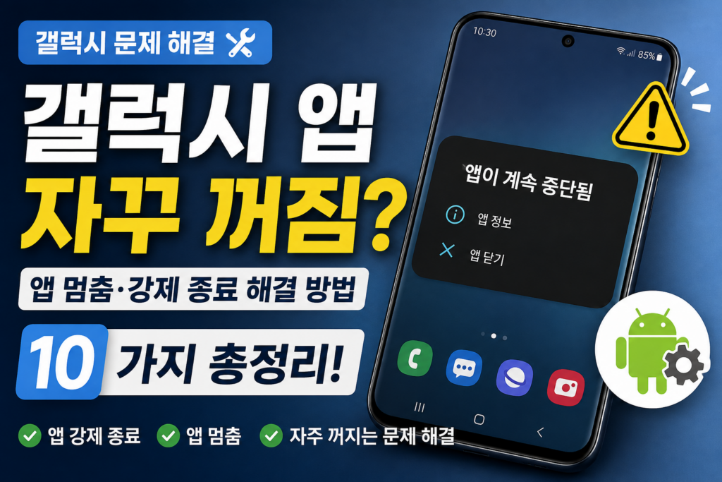 갤럭시 앱 자꾸 꺼짐 해결 방법 10가지|앱 멈춤·강제 종료될 때 (2026) 갤럭시 앱 자꾸 꺼짐 해결 방법 10가지와 앱 멈춤·강제 종료 문제 해결 방법