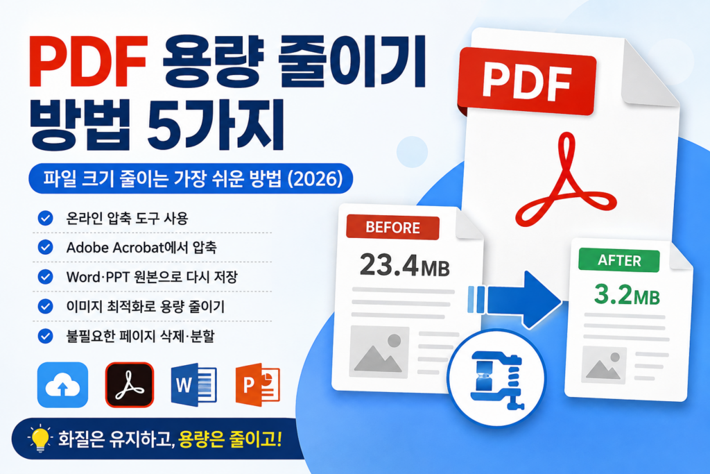 PDF 용량 줄이기 방법 5가지와 PDF 파일 크기를 줄이면서 화질을 유지하는 압축 방법