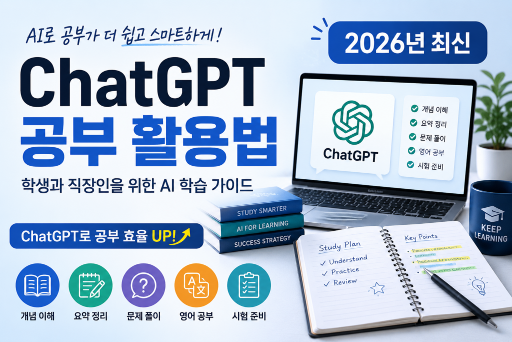 ChatGPT 공부 활용법 2026년 최신 학생과 직장인을 위한 AI 학습 가이드
