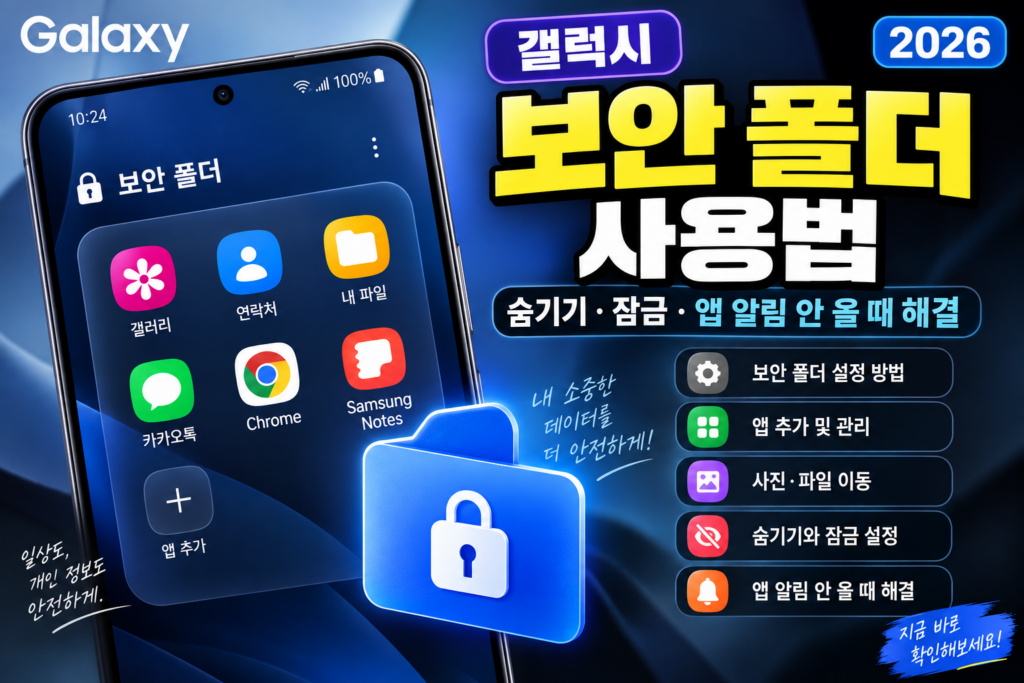 갤럭시 보안 폴더 사용법|숨기기·잠금·앱 알림 안 올 때 설정 방법 (2026) 갤럭시 보안 폴더 숨기기 잠금 설정과 앱 알림이 안 올 때 해결 방법