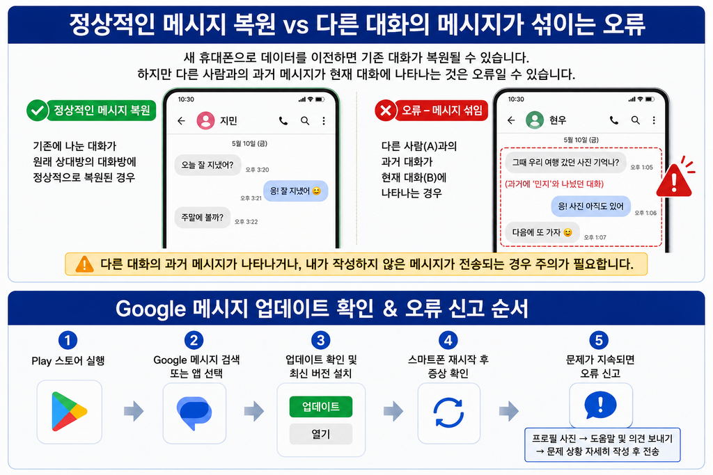 구글 메시지 예전 문자 갑자기 나타남 해결|새 휴대폰 데이터 이전 후 오류 확인 (2026) chatgpt image 2026년 9월 3일 오후 05 46 27
