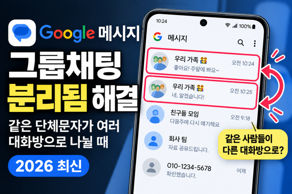 구글 메시지 그룹채팅이 같은 참여자인데 여러 대화방으로 분리되는 오류 해결 방법