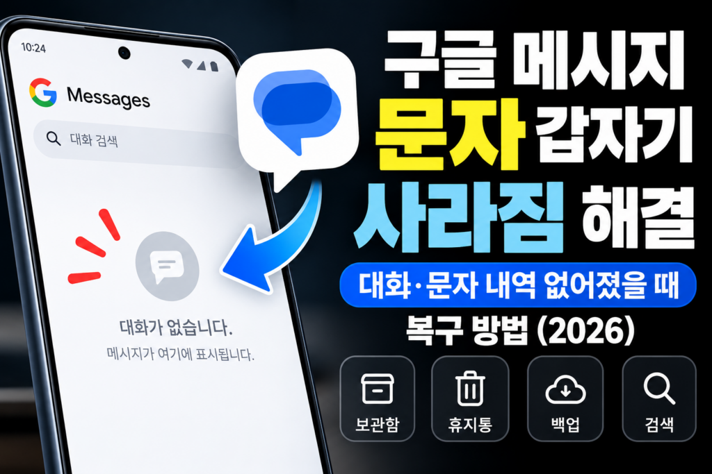 구글 메시지 문자 갑자기 사라짐과 대화 내역 없어졌을 때 복구 방법