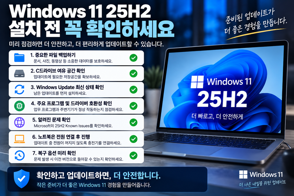 윈도우11 25H2 업데이트 해도 될까|설치 전 확인·문제 있을 때 대처법 (2026) chatgpt image 2026년 9월 7일 오후 06 17 15